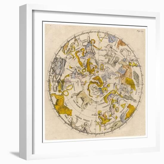 Sky Chart Showing the Signs of the Zodiac and Other Celestial Features-null-Framed Photographic Print