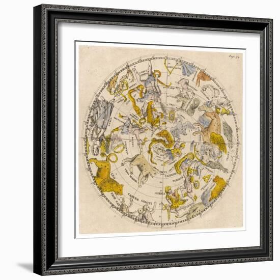 Sky Chart Showing the Signs of the Zodiac and Other Celestial Features-null-Framed Photographic Print