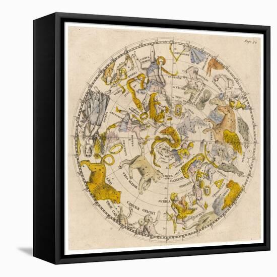 Sky Chart Showing the Signs of the Zodiac and Other Celestial Features-null-Framed Premier Image Canvas