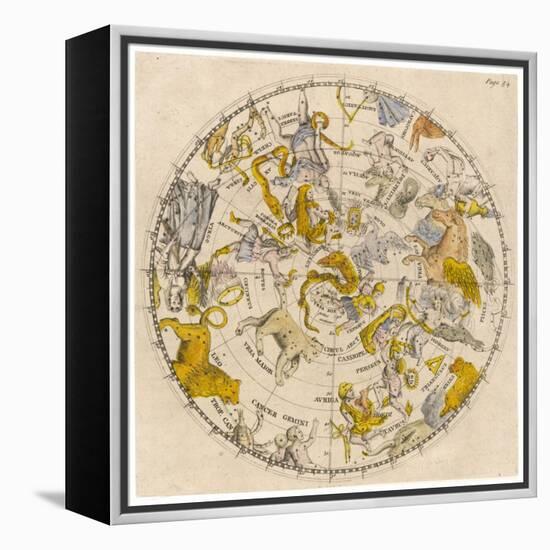 Sky Chart Showing the Signs of the Zodiac and Other Celestial Features-null-Framed Premier Image Canvas