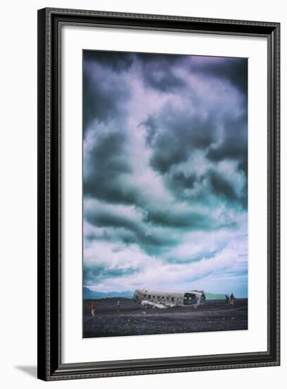 Sky Drama and Airplane Relic, Southern Iceland Coast-Vincent James-Framed Photographic Print