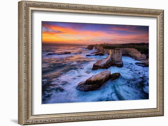 Sky Fire at Shark Fin Cove, California Coast, Santa Cruz, Davenport-Vincent James-Framed Photographic Print