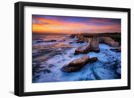 Sky Fire at Shark Fin Cove, California Coast, Santa Cruz, Davenport-Vincent James-Framed Photographic Print