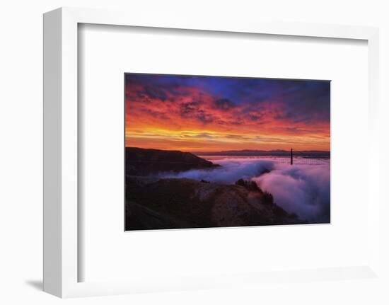 Sky Fire Fog Mood Golden Gate Bridge, San Francisco California Travel-Vincent James-Framed Photographic Print