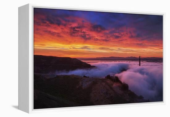 Sky Fire Fog Mood Golden Gate Bridge, San Francisco California Travel-Vincent James-Framed Premier Image Canvas