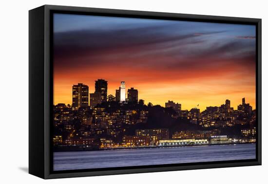 Sky Fire Over San Francisco Coit Tower Cityscape Bay Area-Vincent James-Framed Premier Image Canvas