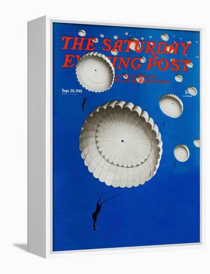"Sky Full of White Parachutes," Saturday Evening Post Cover, September 20, 1941-Arthur C. Radebaugh-Framed Premier Image Canvas