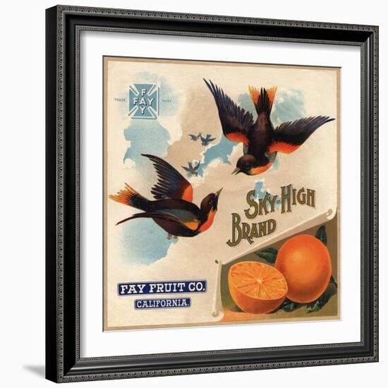 Sky High Brand - California - Citrus Crate Label-Lantern Press-Framed Art Print