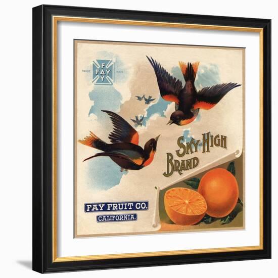 Sky High Brand - California - Citrus Crate Label-Lantern Press-Framed Art Print