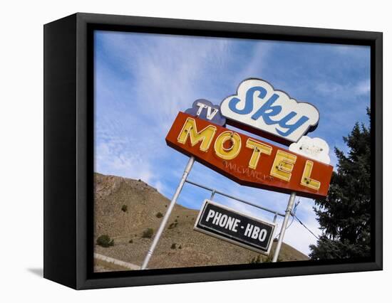 Sky Motel Sign, Drummond, Montana, USA-Nancy & Steve Ross-Framed Premier Image Canvas