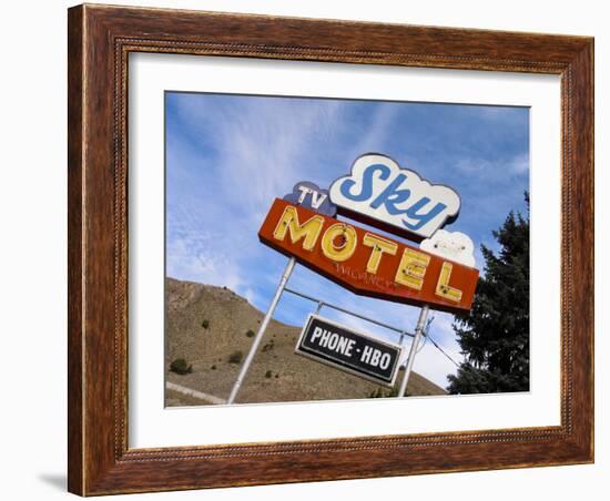 Sky Motel Sign, Drummond, Montana, USA-Nancy & Steve Ross-Framed Photographic Print