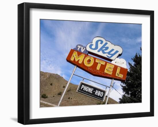 Sky Motel Sign, Drummond, Montana, USA-Nancy & Steve Ross-Framed Photographic Print