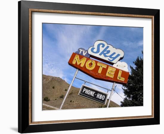 Sky Motel Sign, Drummond, Montana, USA-Nancy & Steve Ross-Framed Photographic Print