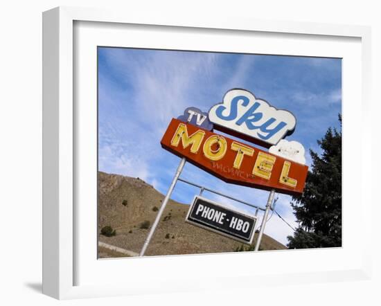 Sky Motel Sign, Drummond, Montana, USA-Nancy & Steve Ross-Framed Photographic Print