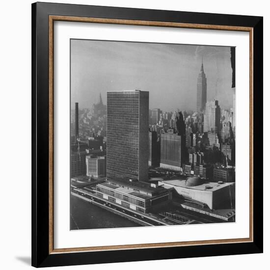 Sky Shot of the Un Headquaters and the Empire State Building-Dmitri Kessel-Framed Photographic Print