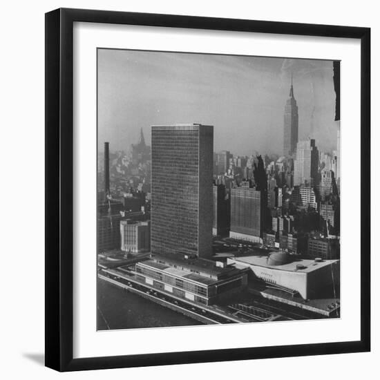 Sky Shot of the Un Headquaters and the Empire State Building-Dmitri Kessel-Framed Photographic Print