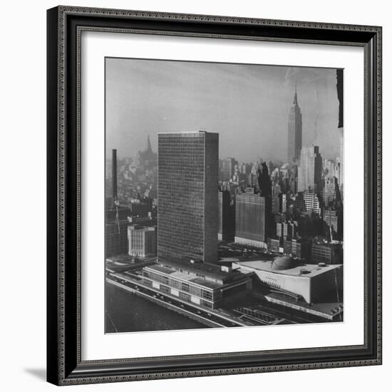 Sky Shot of the Un Headquaters and the Empire State Building-Dmitri Kessel-Framed Photographic Print