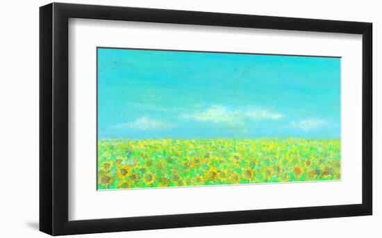 Sky, the Earth and Sunflower Field-Miyuki Hasekura-Framed Giclee Print