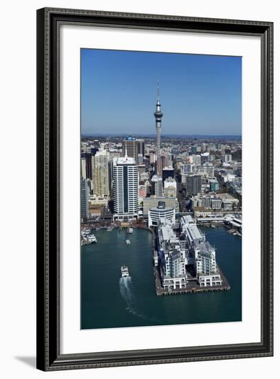 Sky Tower and Auckland Waterfront, Auckland, North Island, New Zealand-David Wall-Framed Photographic Print