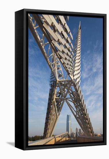 Skydance Footbridge over Highway I-40, Oklahoma City, Oklahoma, USA-Walter Bibikow-Framed Premier Image Canvas