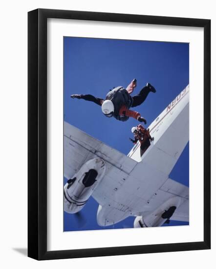 Skydivers Jumping from Plane-null-Framed Photographic Print