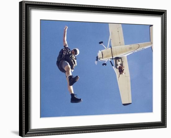 Skydivers Jumping from Plane-null-Framed Photographic Print