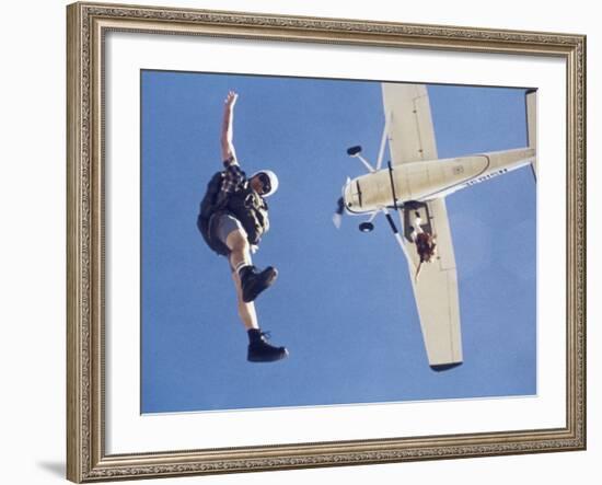 Skydivers Jumping from Plane-null-Framed Photographic Print