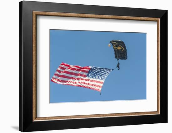 SkyFest, airshow, USSOCOM, army paratrooper, New Smyrna Beach, Florida, USA-Jim Engelbrecht-Framed Photographic Print