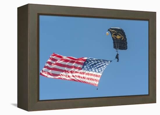 SkyFest, airshow, USSOCOM, army paratrooper, New Smyrna Beach, Florida, USA-Jim Engelbrecht-Framed Premier Image Canvas