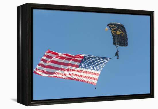 SkyFest, airshow, USSOCOM, army paratrooper, New Smyrna Beach, Florida, USA-Jim Engelbrecht-Framed Premier Image Canvas