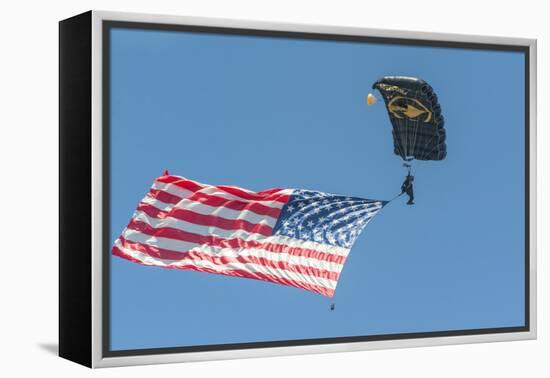 SkyFest, airshow, USSOCOM, army paratrooper, New Smyrna Beach, Florida, USA-Jim Engelbrecht-Framed Premier Image Canvas