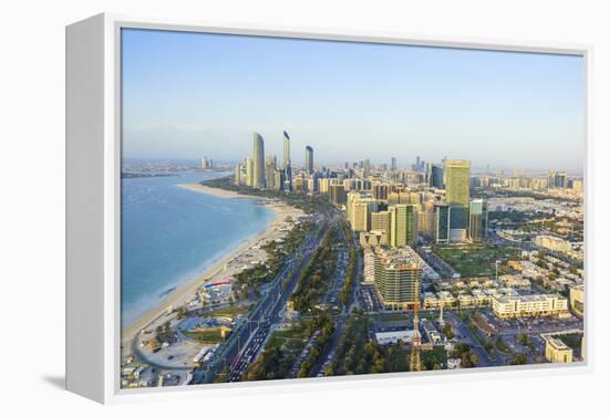 Skyline and Corniche, Al Markaziyah District, Abu Dhabi, United Arab Emirates, Middle East-Fraser Hall-Framed Premier Image Canvas