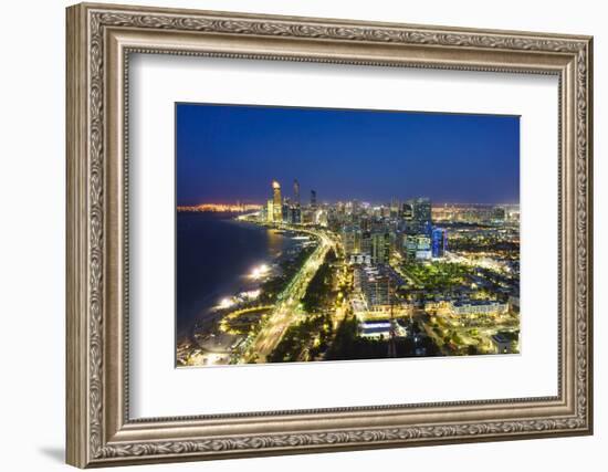 Skyline and Corniche, Al Markaziyah District by Night, Abu Dhabi, United Arab Emirates, Middle East-Fraser Hall-Framed Photographic Print