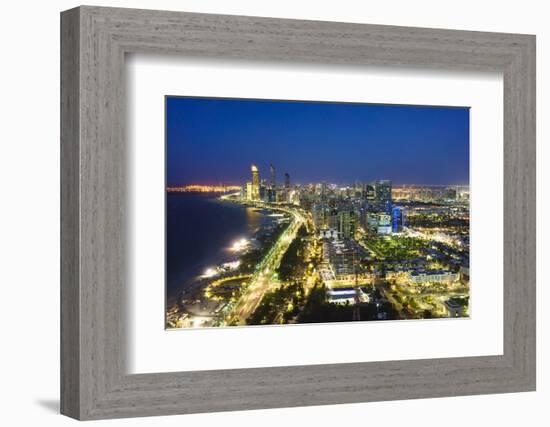 Skyline and Corniche, Al Markaziyah District by Night, Abu Dhabi, United Arab Emirates, Middle East-Fraser Hall-Framed Photographic Print