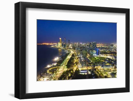 Skyline and Corniche, Al Markaziyah District by Night, Abu Dhabi, United Arab Emirates, Middle East-Fraser Hall-Framed Photographic Print