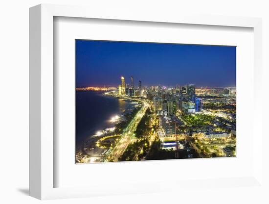 Skyline and Corniche, Al Markaziyah District by Night, Abu Dhabi, United Arab Emirates, Middle East-Fraser Hall-Framed Photographic Print