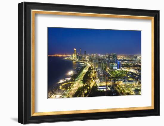 Skyline and Corniche, Al Markaziyah District by Night, Abu Dhabi, United Arab Emirates, Middle East-Fraser Hall-Framed Photographic Print