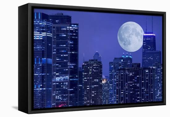 Skyline and Moon-duallogic-Framed Premier Image Canvas