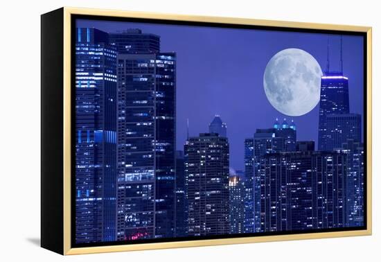 Skyline and Moon-duallogic-Framed Premier Image Canvas