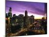 Skyline and River Looking West at Sunset, Chicago, Illinois, USA-Alan Klehr-Mounted Photographic Print