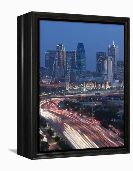 Skyline and Stemmons Freeway, Dallas, Texas, USA-Walter Bibikow-Framed Premier Image Canvas