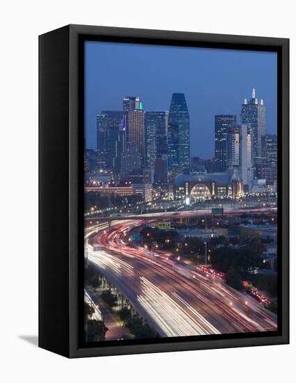 Skyline and Stemmons Freeway, Dallas, Texas, USA-Walter Bibikow-Framed Premier Image Canvas