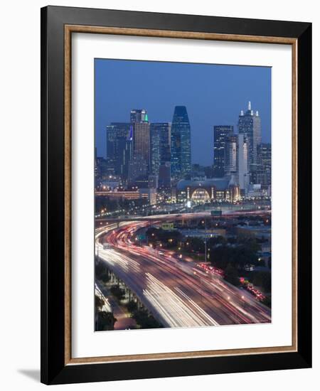 Skyline and Stemmons Freeway, Dallas, Texas, USA-Walter Bibikow-Framed Photographic Print