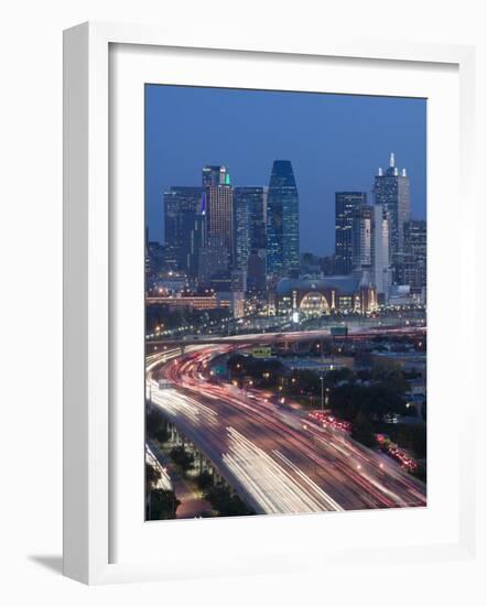 Skyline and Stemmons Freeway, Dallas, Texas, USA-Walter Bibikow-Framed Photographic Print