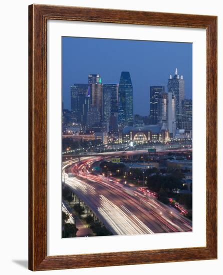 Skyline and Stemmons Freeway, Dallas, Texas, USA-Walter Bibikow-Framed Photographic Print