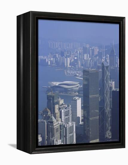 Skyline and Victoria Harbour, Hong Kong, China-Amanda Hall-Framed Premier Image Canvas