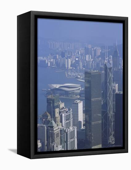 Skyline and Victoria Harbour, Hong Kong, China-Amanda Hall-Framed Premier Image Canvas