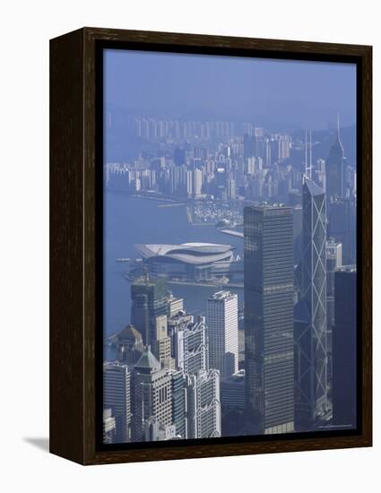 Skyline and Victoria Harbour, Hong Kong, China-Amanda Hall-Framed Premier Image Canvas