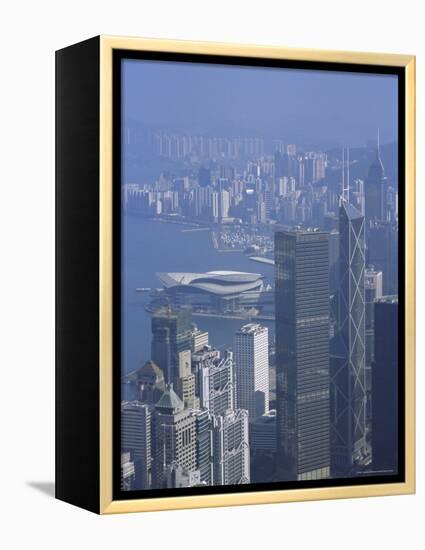 Skyline and Victoria Harbour, Hong Kong, China-Amanda Hall-Framed Premier Image Canvas