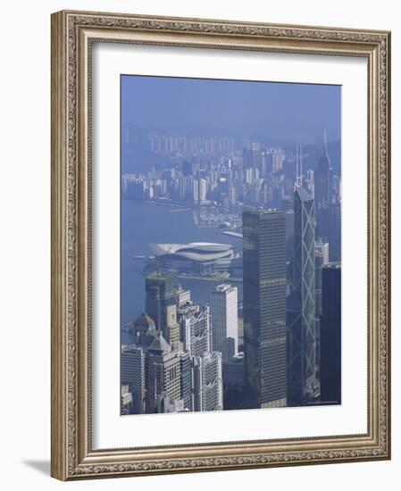 Skyline and Victoria Harbour, Hong Kong, China-Amanda Hall-Framed Photographic Print